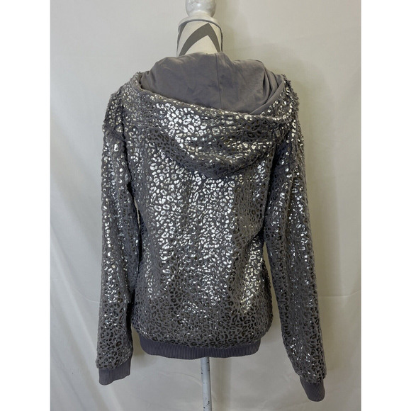 Victorias Secret PINK Limited Edition Faux Fur Foil Leopard Print Hoodie Sz Sml - Picture 3 of 11